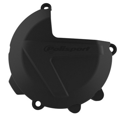 Protector de carter preto em plástico com texto Polisport e pontos de fixação