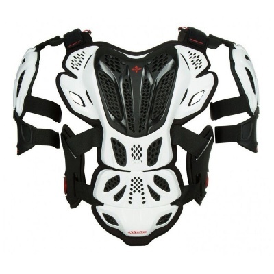 Colete protetor branco e preto para desportos com tiras ajustáveis