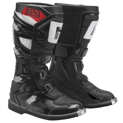 Botas motard pretas com detalhes coloridos e fivelas ajustáveis
