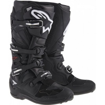 Botas pretas de motocross com fivelas e logótipos