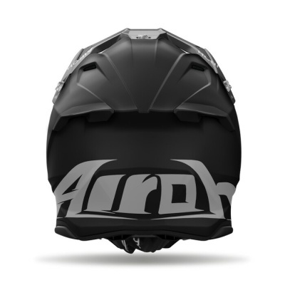 Capacete de motociclista preto com logótipo Airoh cinzento