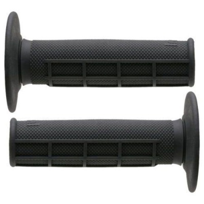 Punhos pretos em borracha com textura e flange para guidão