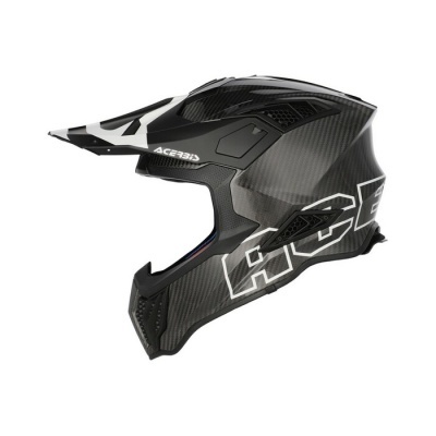 Capacete de motocross preto e branco com marca ACERBIS