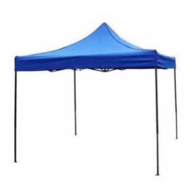 tenda dobrável azul com estrutura metálica preta