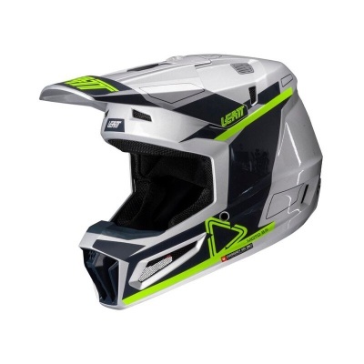 Capacete motocross cinza preto e verde fluorescente LEATT