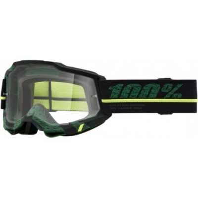 Óculos de proteção desportiva preto e verde com faixa elástica '100%