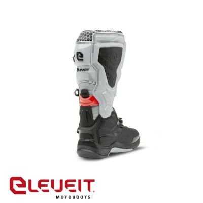 Bota de motociclismo Eleveit Motoboots a preto, cinzento e vermelho
