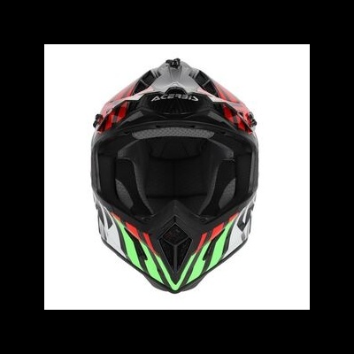 Capacete motocross colorido com marcas Acerbis