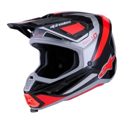 capacete integral motocross alpinestars Supertech M7 preto vermelho cinza branco