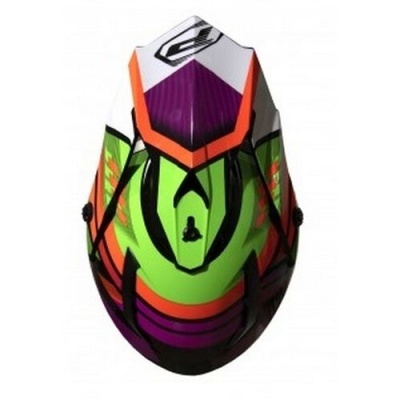 Capacete de motocross colorido com padrão gráfico
