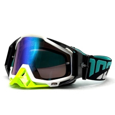 Óculos de proteção desportivos com lente espelhada e cinta elástica colorida