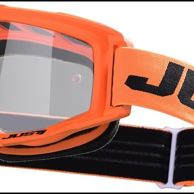 Óculos de proteção laranja com lente transparente e alça ajustável