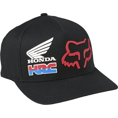 Boné preto com logotipos Honda e desenho vermelho