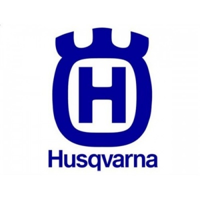 Logótipo azul da Husqvarna em fundo branco