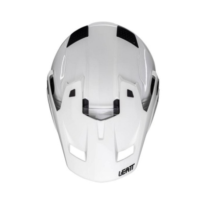Capacete branco com detalhes pretos e logo LEATT