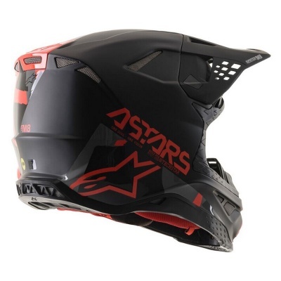 Capacete integral motocross preto e vermelho com logo ASTARS