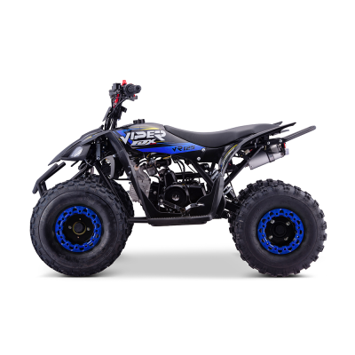 Quadriciclo preto e azul com texto VIPER DX VR125