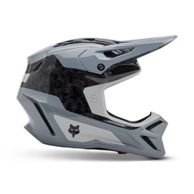Capacete integral de motocross cinza e preto com visor e logótipo