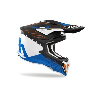 Capacete integral para motocross Airoh preto, branco, azul e laranja