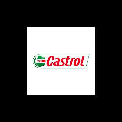 Logótipo da marca Castrol em vermelho com gráfico verde e vermelho circular