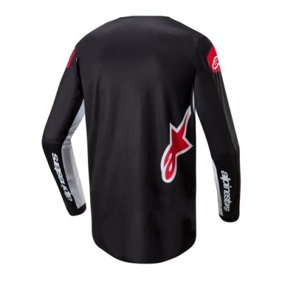 Camisola preta Alpinestars de manga comprida com logótipos vermelhos e brancos