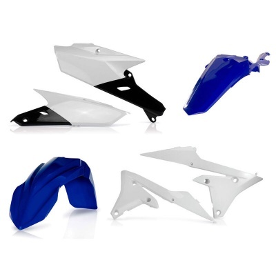 Conjunto de peças para mota em plástico azul, branco e preto