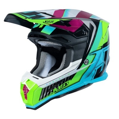 Capacete integral colorido para motocross com texto J22 e HVHS.5
