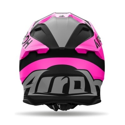 Capacete para motocross Airoh rosa, cinza e preto
