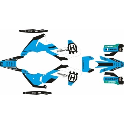 Conjunto de autocolantes para moto Husqvarna azul, branco e preto