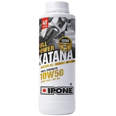 Frasco branco de óleo motor Katana IPONE 10W50 de 1 litro