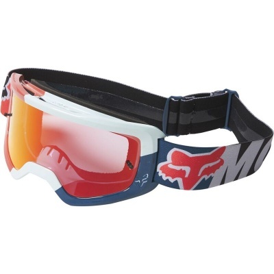 Óculos de proteção motocross com lente vermelha reflexiva e alça preta com logotipo FOX