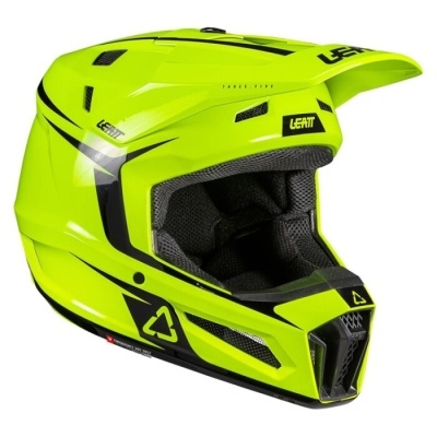 Capacete integral para motocross amarelo neon com detalhes a preto e interior acolchoado