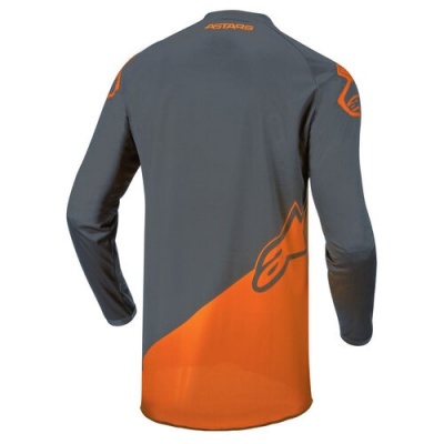 Camisola motocross cinzenta e laranja com logotipos ASTARS