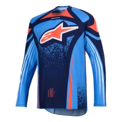 T-shirt azul e vermelho com logótipos Alpinestars