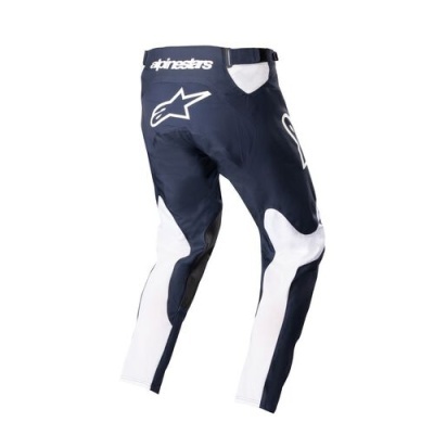 Calças de motocross azul escuro e branco com logotipo alpinestars
