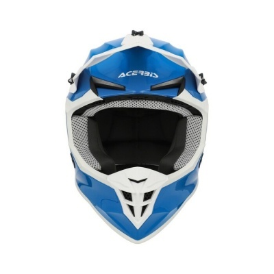 Capacete integral azul e branco para motocross Acerbis