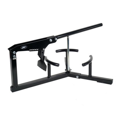 Dispositivo de exercício metálico preto com alavanca e apoios curvos