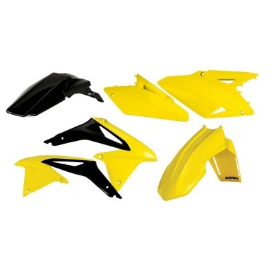 Peças para motas em plástico amarelo e preto com acabamento brilhante