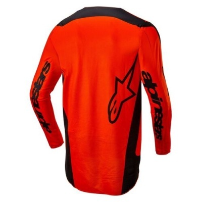 Camisola desportiva laranja e preta com logótipos Alpinestars