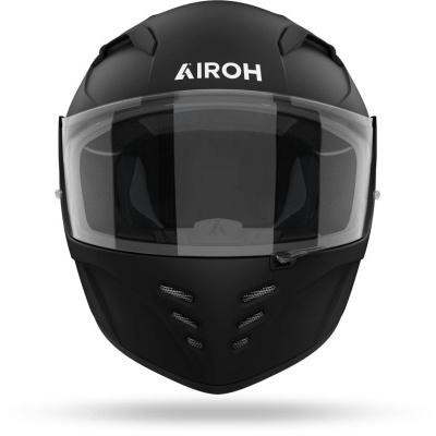 Capacete preto de motociclista com viseira e logótipo AIROH