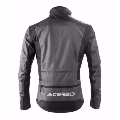Casaco cinza escuro com preto e texto ACERBIS na parte traseira inferior