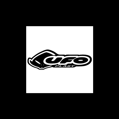 Logótipo preto e branco da marca UFO PLAST