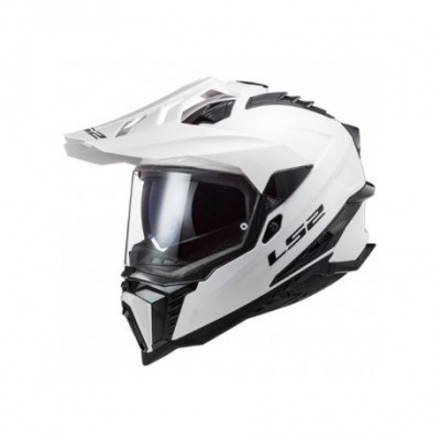 Capacete de mota integral branco com viseira transparente e detalhes pretos