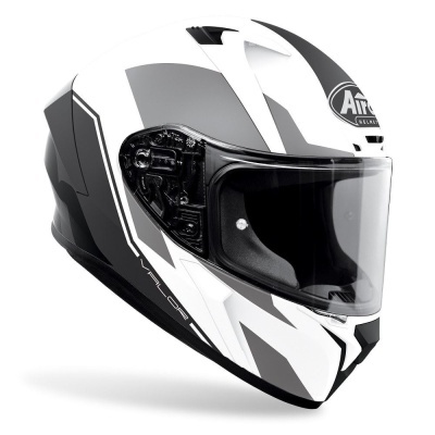 Capacete integral Aira branco, preto e cinza com visor transparente