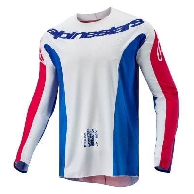 Camisola desportiva Alpinestars manga comprida branco azul vermelho
