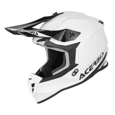 Capacete motocross branco e preto Acerbis com interior acolchoado