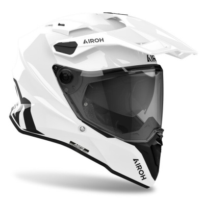 Capacete integral branco e preto AIROH com viseira fumada