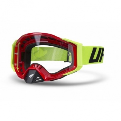 Óculos de proteção para motocross vermelhos com fita amarela