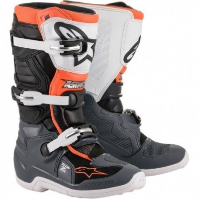 Botas de motocross Alpinestars Axial em preto, cinza, branco e laranja