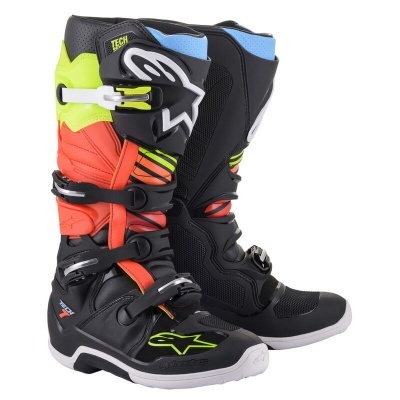 Botas motocross Alpinestars TECH 7 coloridas com fechos de fivela